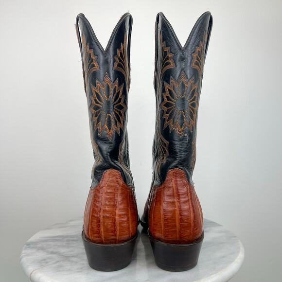 Black Jack Men's Orange Black Caiman Belly Square Toe Exotic Cowboy Boots 11.5 - Picture 10 of 12